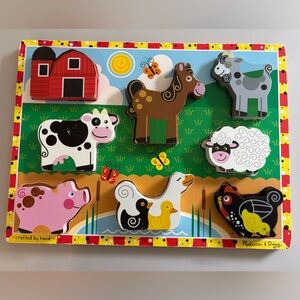 Melissa & Doug  Farm Animal/Barnyard 8 piece Chunky wooden Puzzle- for ages 2+